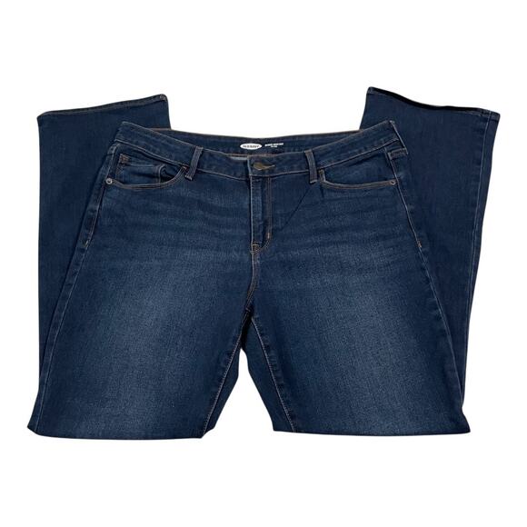 Old Navy Womens Size 14 Kicker Boot Cut Stretch Mid Rise Dark Wash Blue Denim - Picture 4 of 12